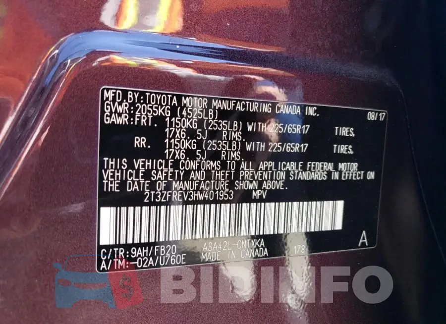 2T3ZFREV3HW401953 Photo# 13