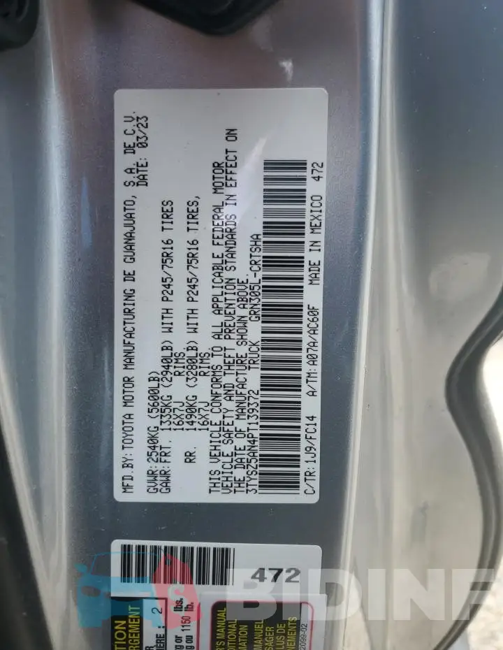 3TYSZ5AN4PT139372 Photo# 12