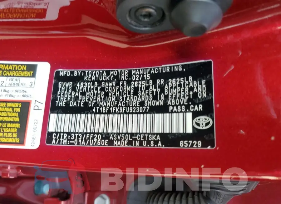 4T1BF1FK9FU923077 Photo# 12