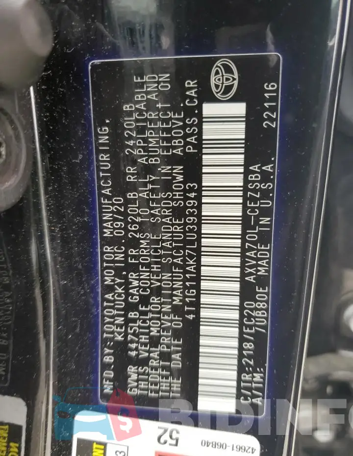 4T1G11AK7LU393943 Photo# 12