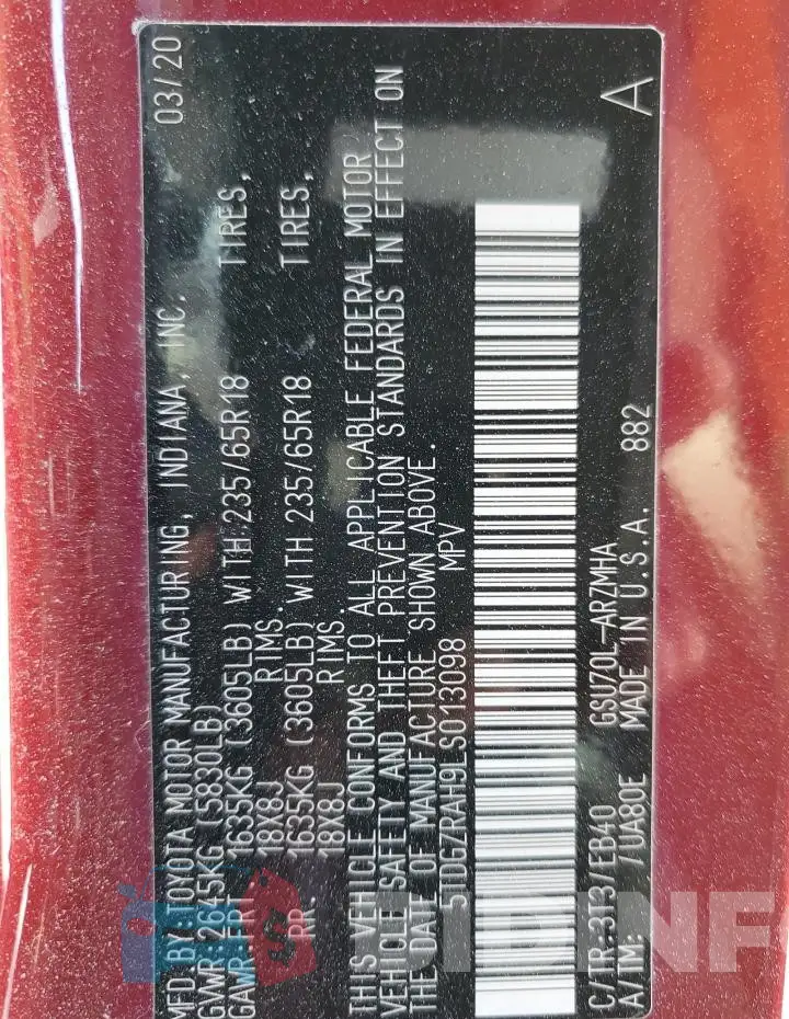 5TDGZRAH9LS013098 Photo# 13