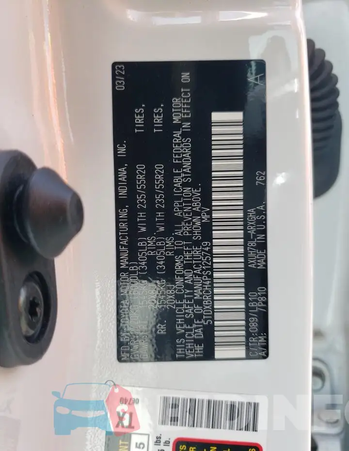 5TDXBRCH4PS125749 Photo# 13