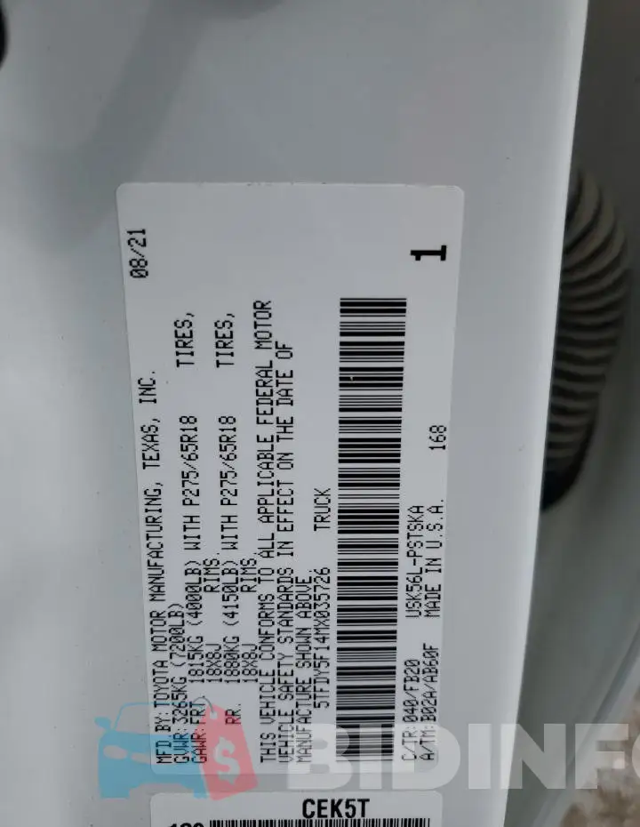 5TFDY5F14MX035726 Photo# 12