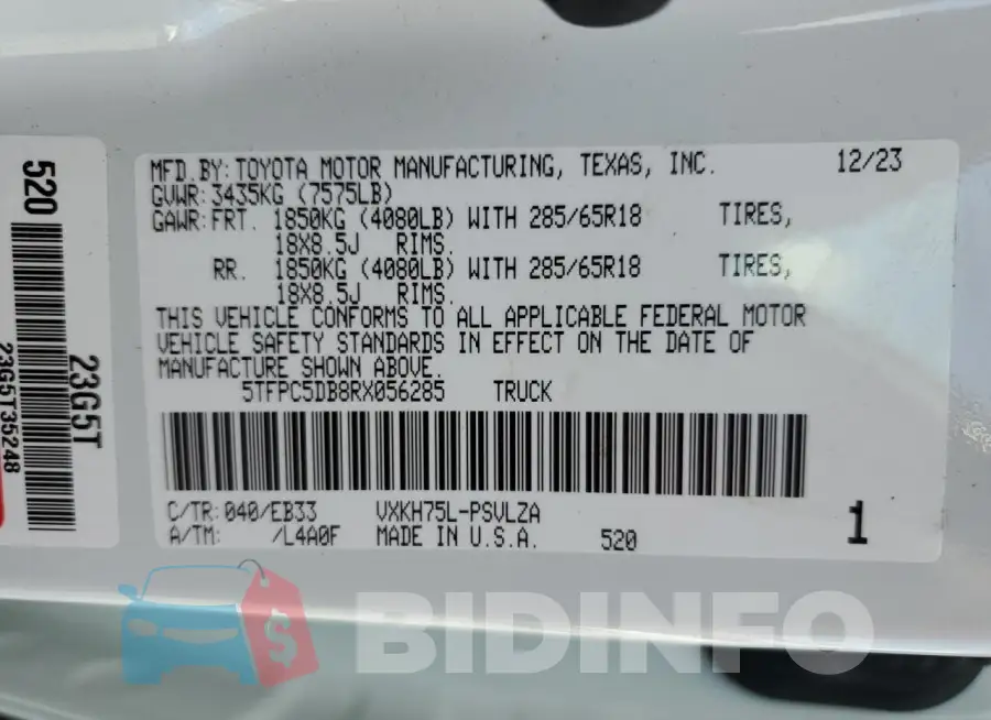 5TFPC5DB8RX056285 Photo# 12