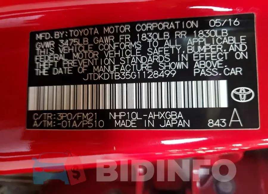 JTDKDTB35G1128499 Photo# 12