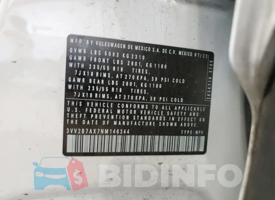 3VV2B7AX7NM146344 Photo# 12