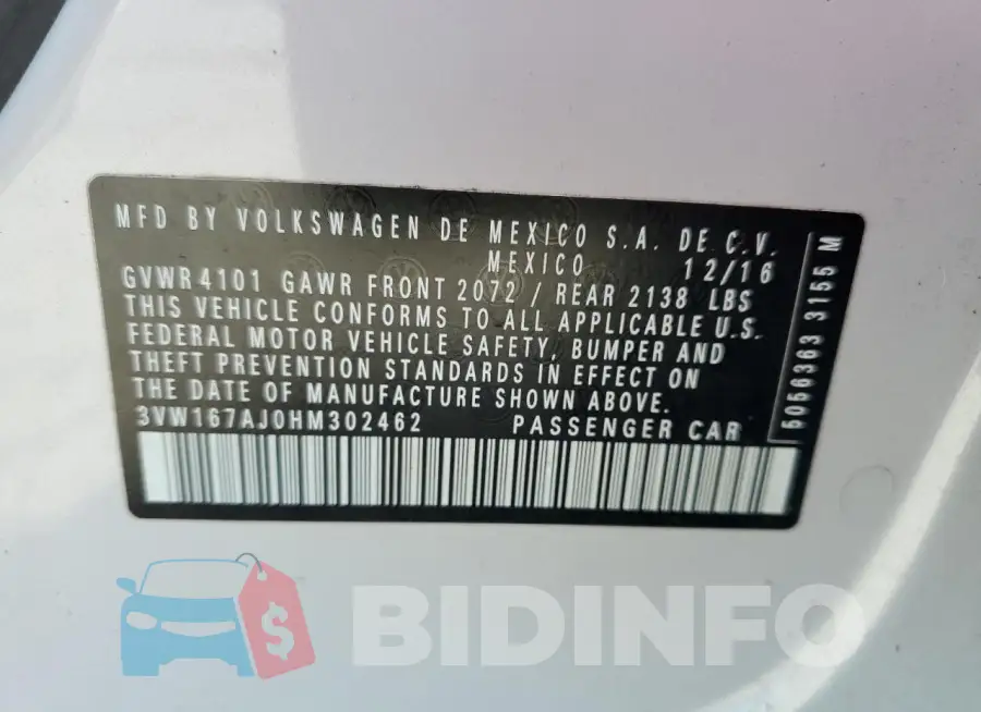 3VW167AJ0HM302462 Photo# 12