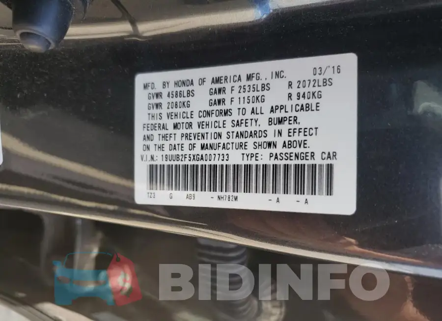 19UUB2F5XGA007733 Photo# 13