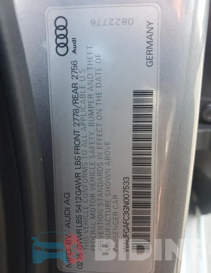 WAUFGAFC3GN007533 Photo# 12
