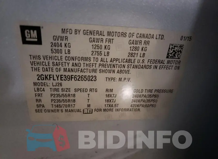 2GKFLYE39F6265023 Photo# 13