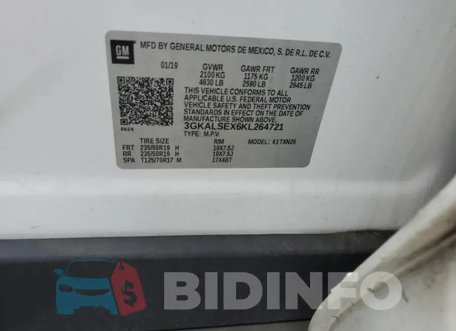 3GKALSEX6KL264721 Photo# 13