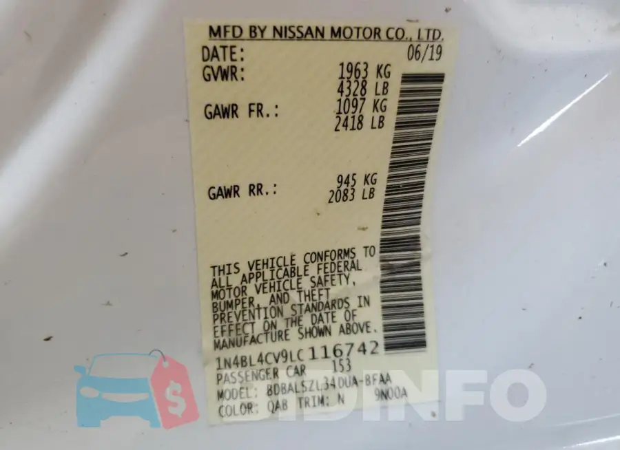 1N4BL4CV9LC116742 Photo# 13