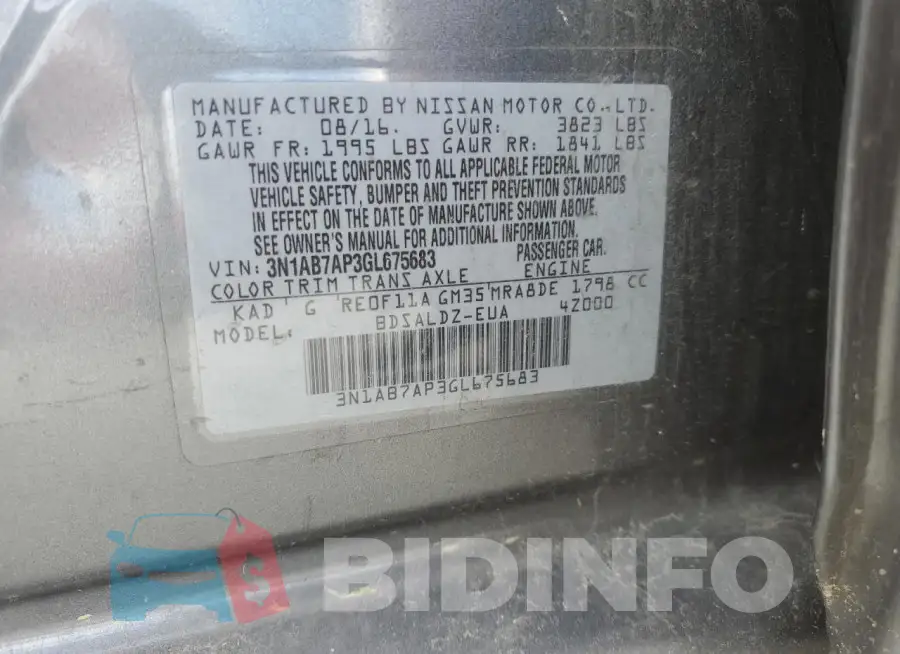 3N1AB7AP3GL675683 Photo# 12