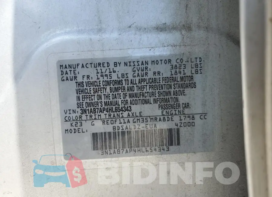 3N1AB7AP4HL654343 Photo# 13
