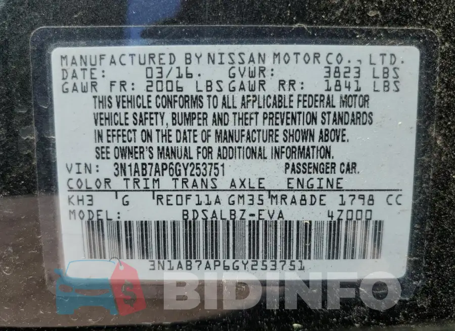3N1AB7AP6GY253751 Photo# 12