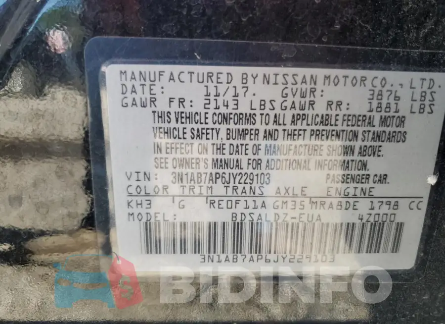 3N1AB7AP6JY229103 Photo# 12