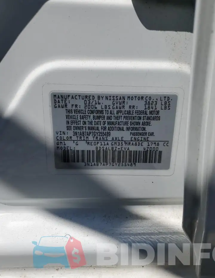 3N1AB7AP7GY255489 Photo# 13