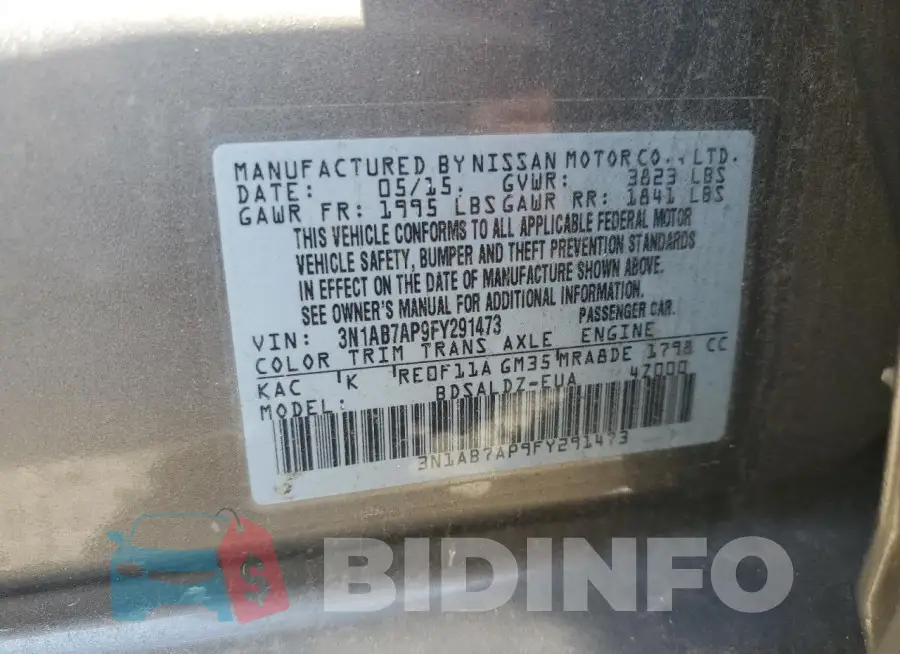3N1AB7AP9FY291473 Photo# 12