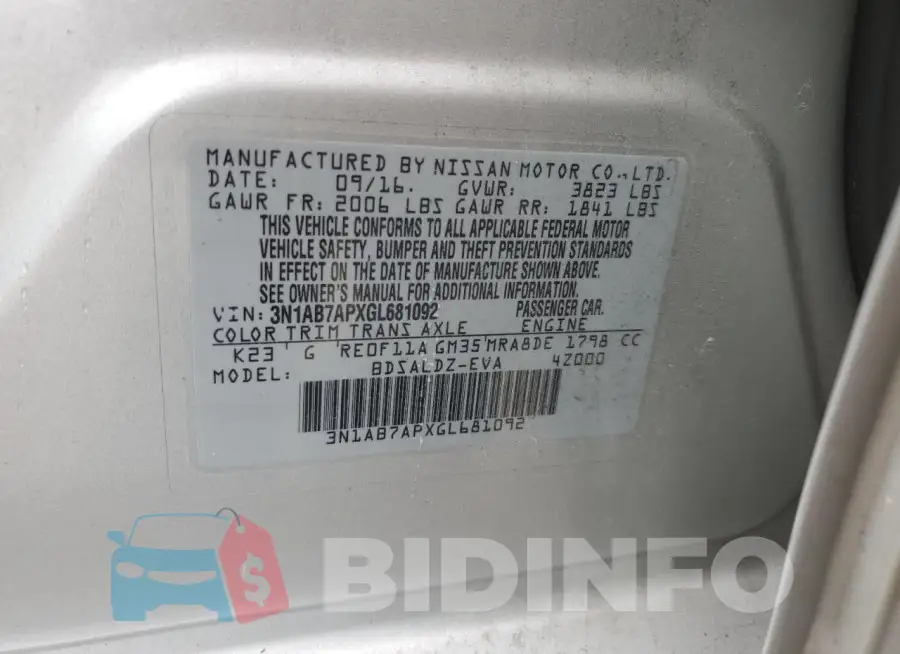 3N1AB7APXGL681092 Photo# 13