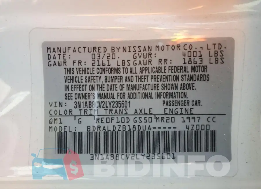 3N1AB8CV2LY235601 Photo# 12