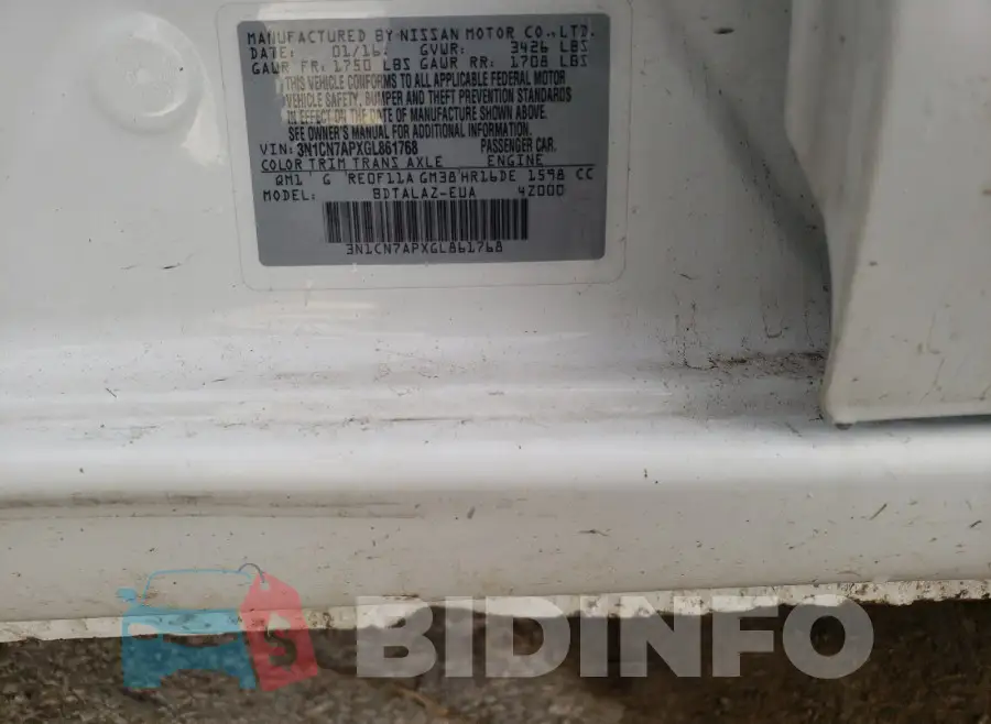 3N1CN7APXGL861768 Photo# 10