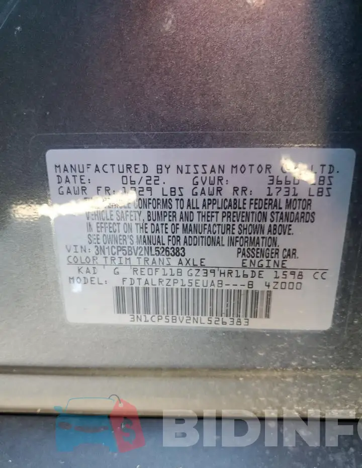 3N1CP5BV2NL526383 Photo# 13