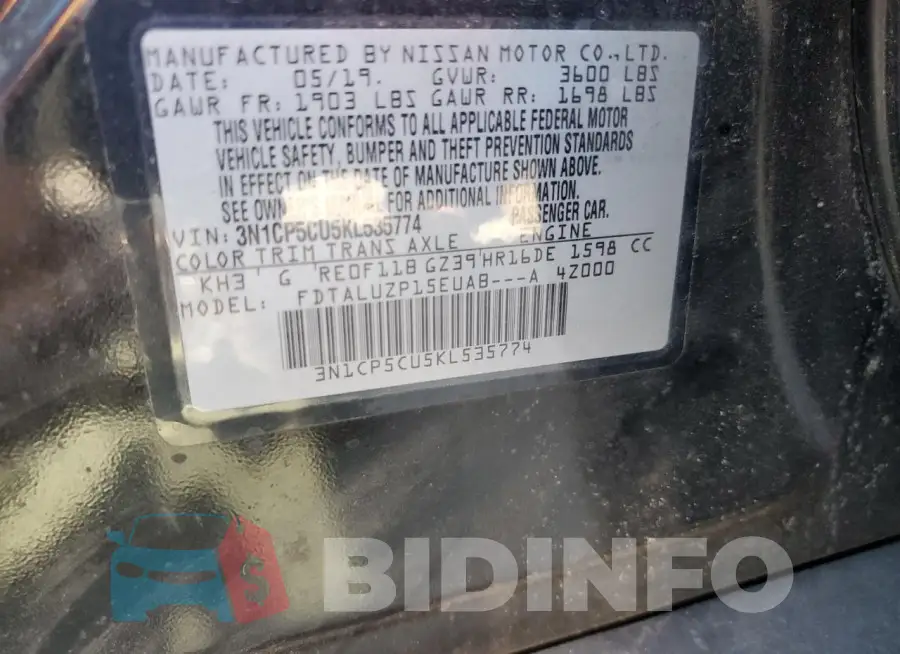 3N1CP5CU5KL535774 Photo# 13