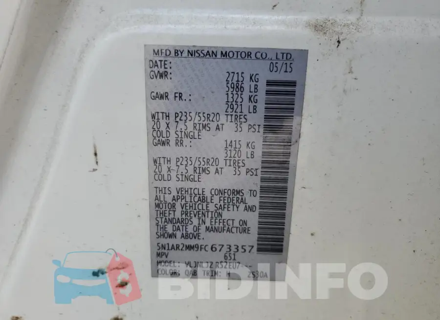 5N1AR2MM9FC673357 Photo# 13