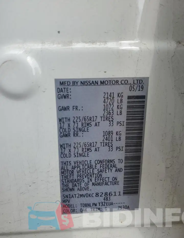 5N1AT2MV0KC828611 Photo# 13