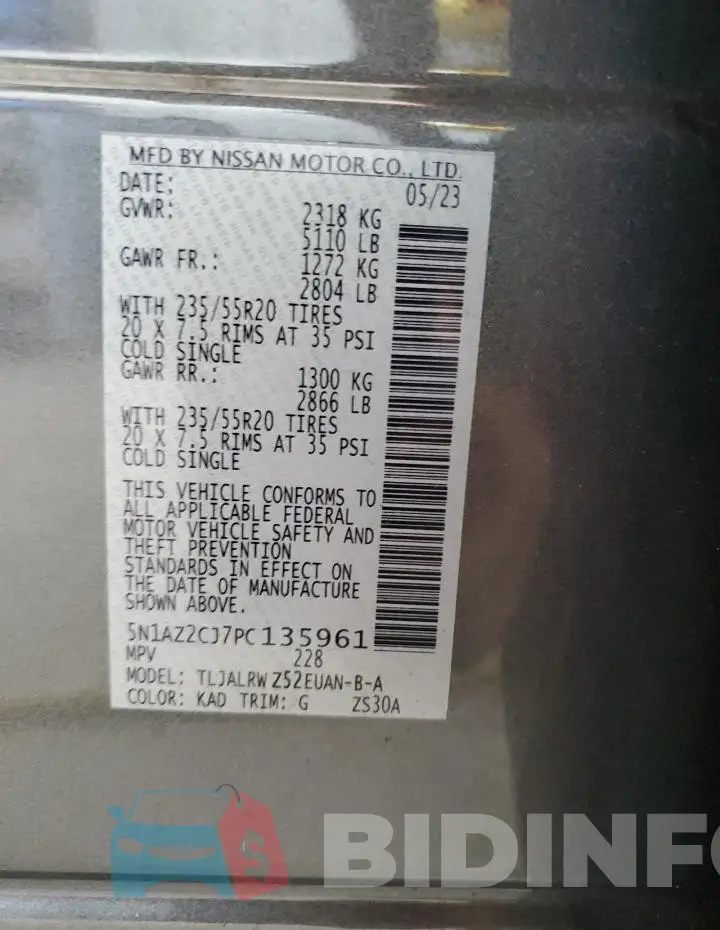 5N1AZ2CJ7PC135961 Photo# 13