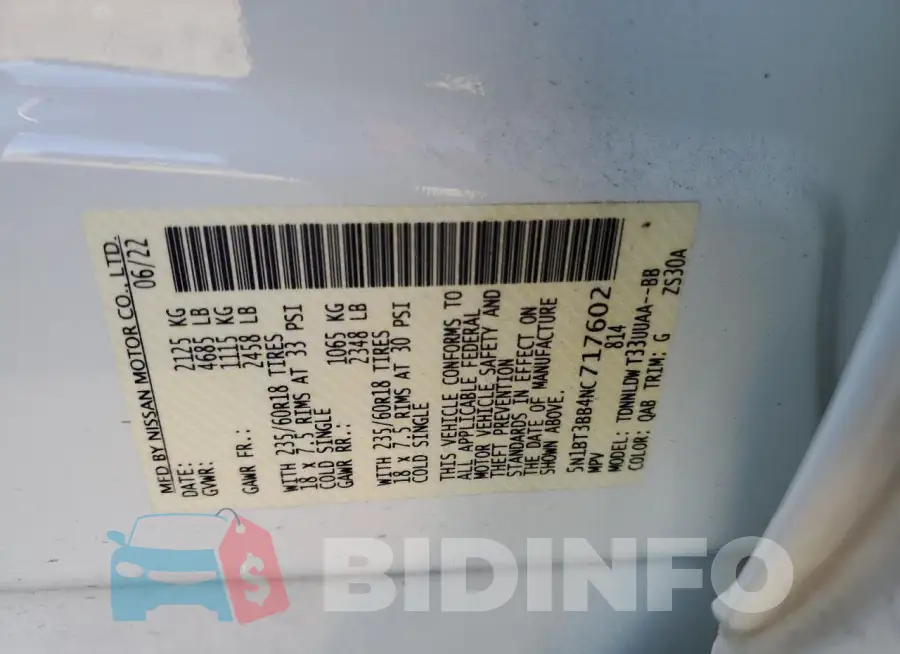 5N1BT3BB4NC717602 Photo# 13