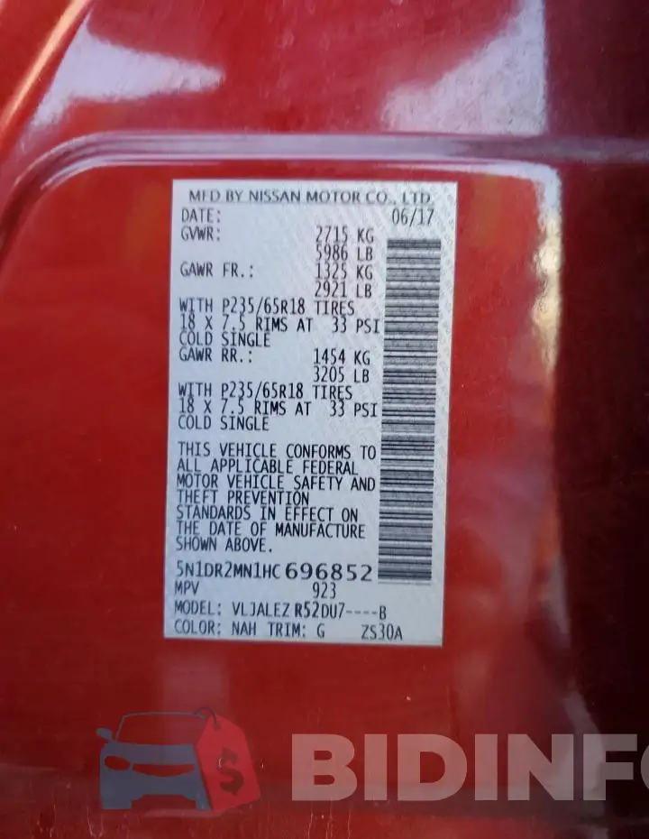 5N1DR2MN1HC696852 Photo# 14