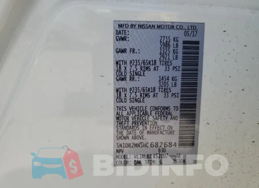 5N1DR2MN5HC687684 Photo# 13