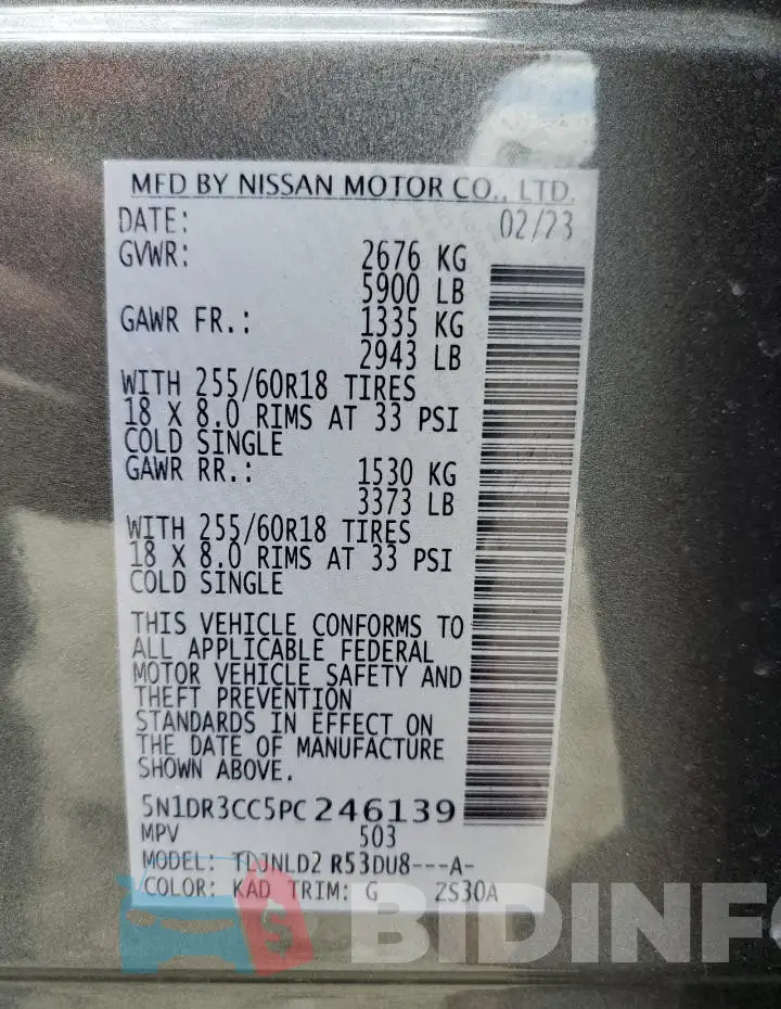 5N1DR3CC5PC246139 Photo# 13