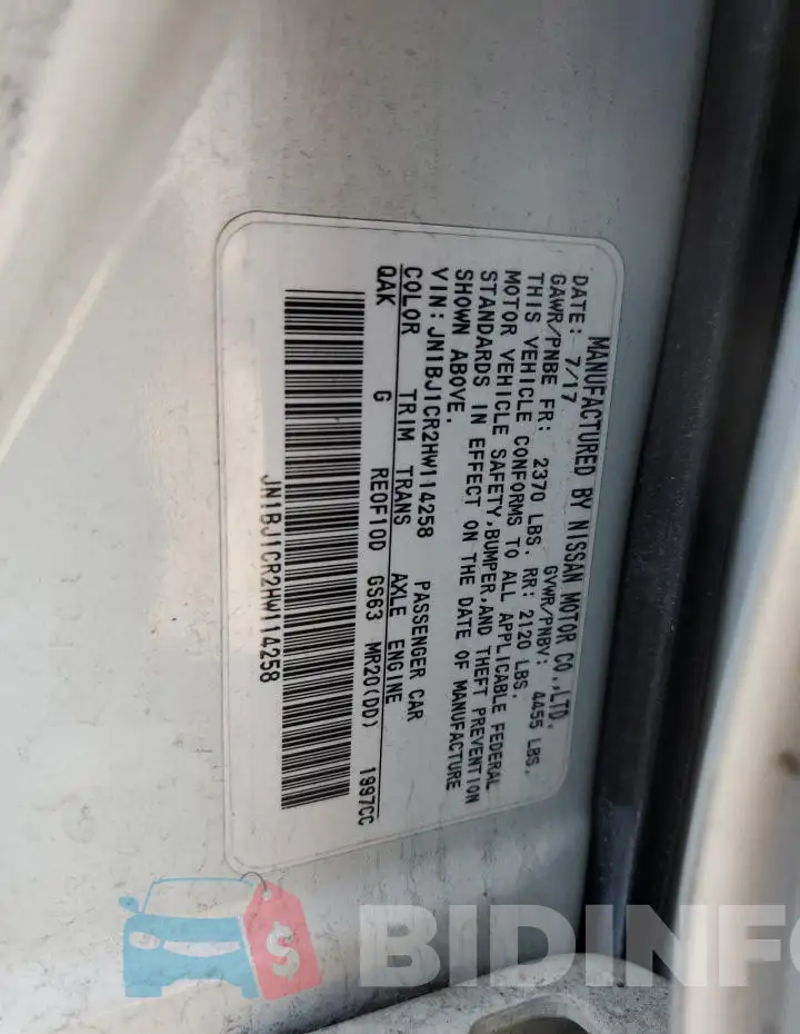 JN1BJ1CR2HW114258 Photo# 13
