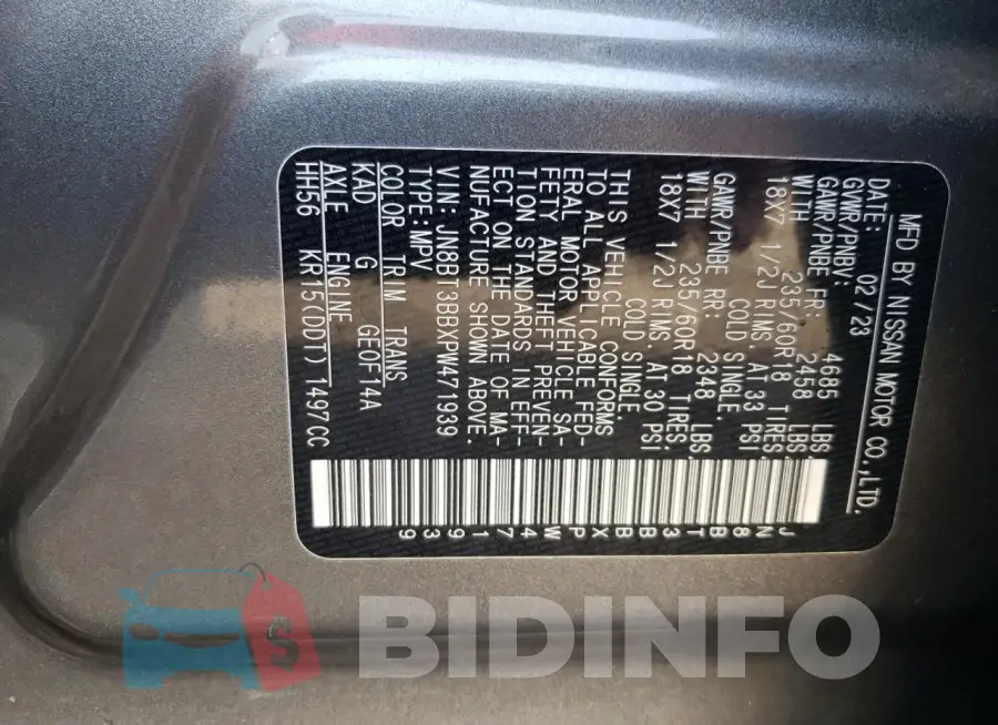 JN8BT3BBXPW471939 Photo# 14