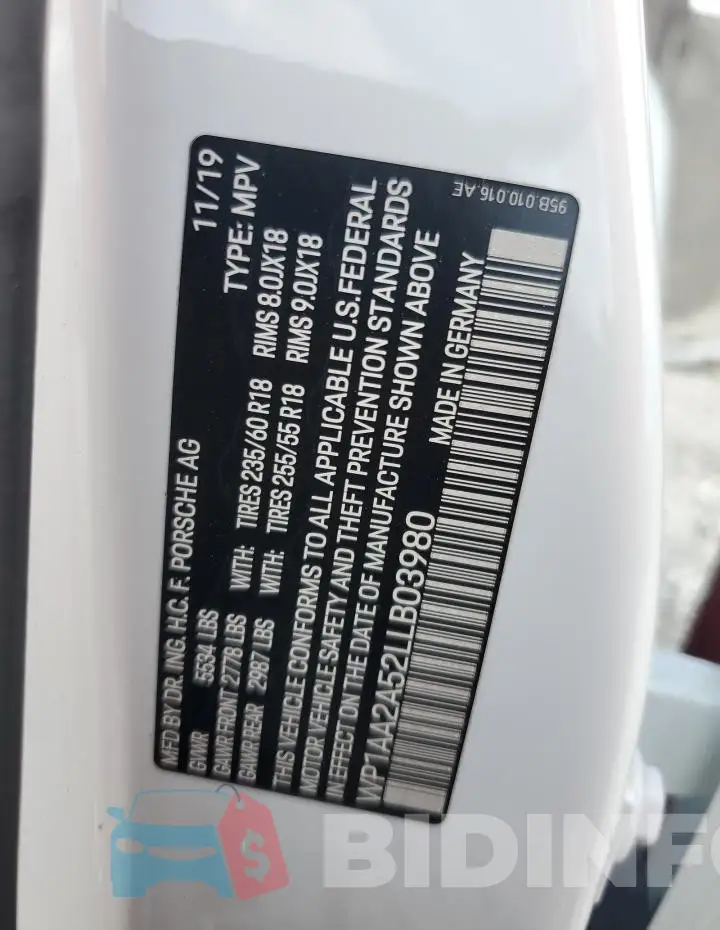 WP1AA2A52LLB03980 Photo# 14