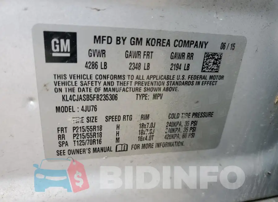 KL4CJASB5FB235306 Photo# 12