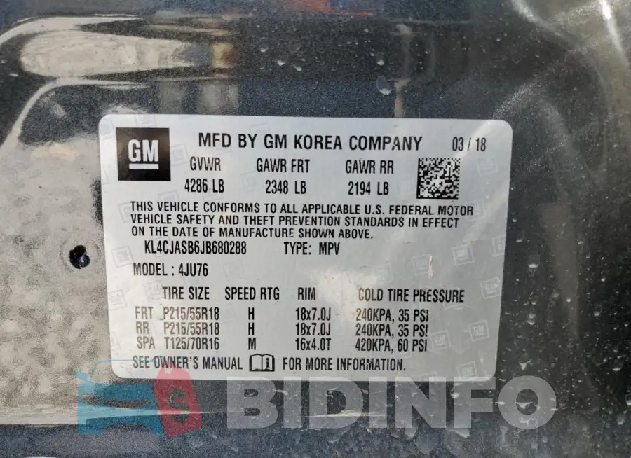 KL4CJASB6JB680288 Photo# 13