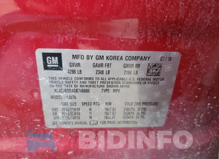 KL4CJBSB4GB746688 Photo# 13
