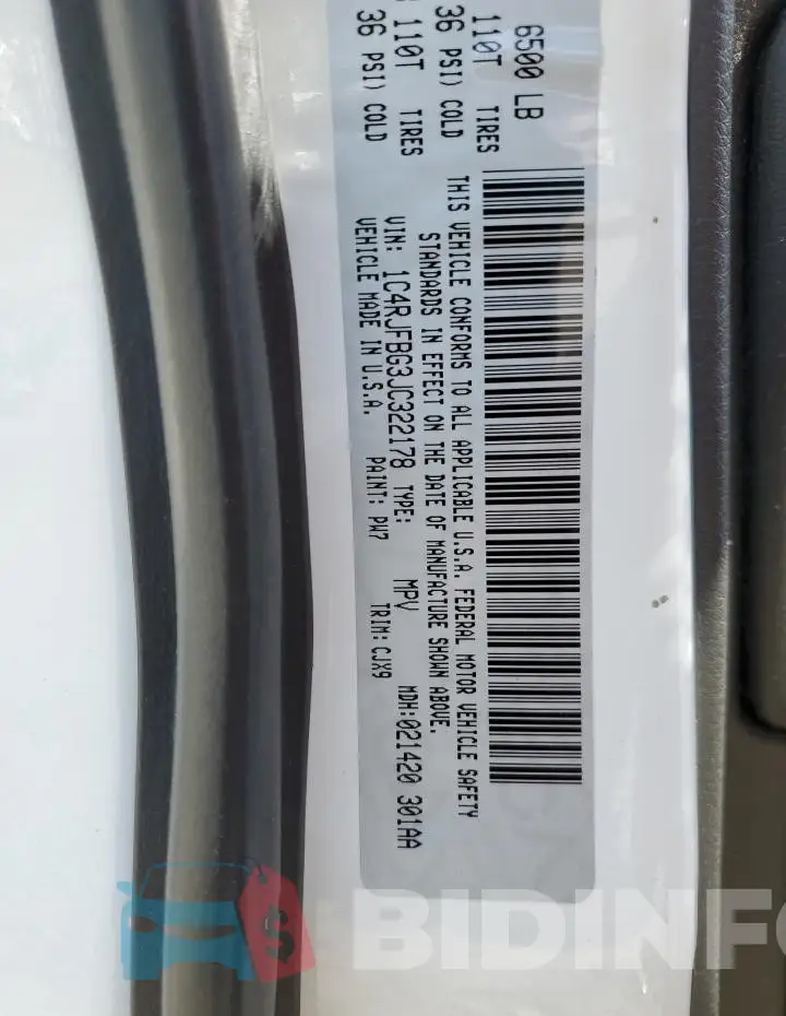 1C4RJFBG3JC322178 Photo# 14