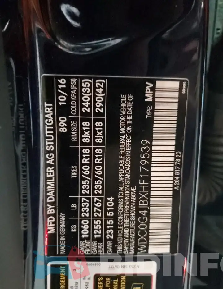 WDC0G4JBXHF179539 Photo# 13