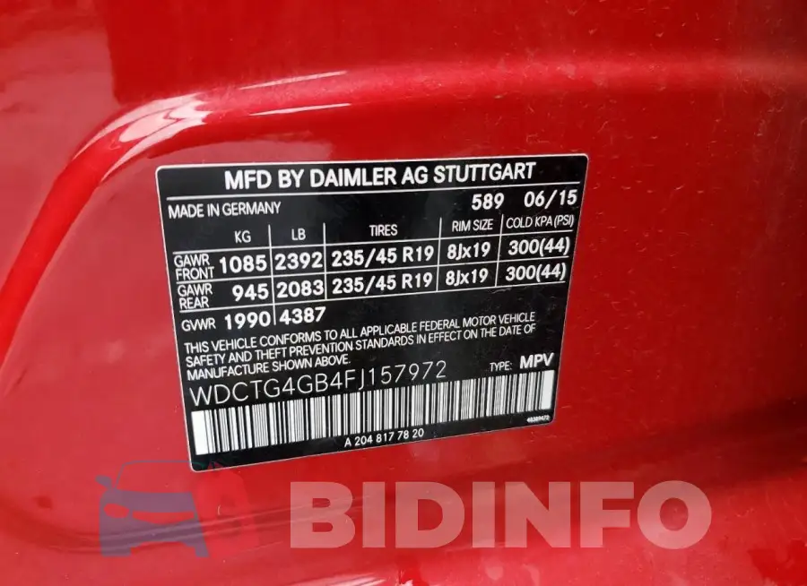 WDCTG4GB4FJ157972 Photo# 12