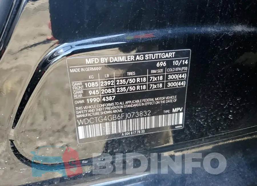 WDCTG4GB6FJ073832 Photo# 12