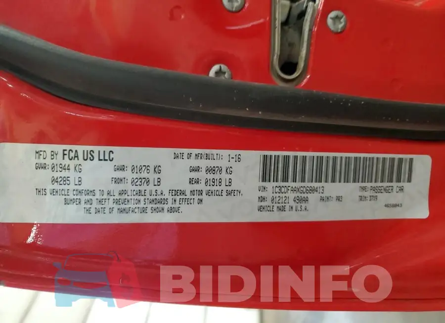 1C3CDFAAXGD680413 Photo# 13
