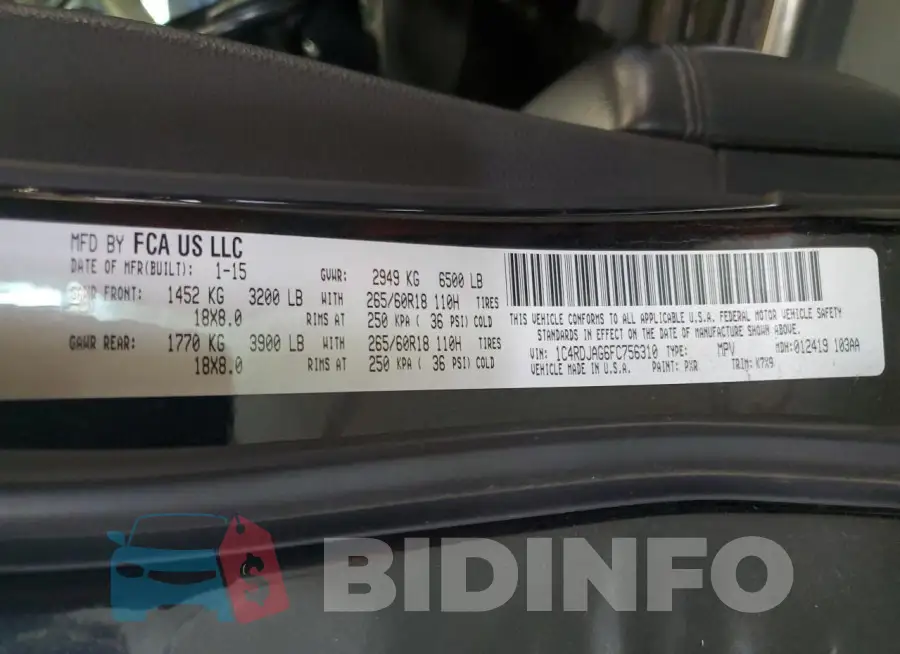 1C4RDJAG6FC756310 Photo# 13
