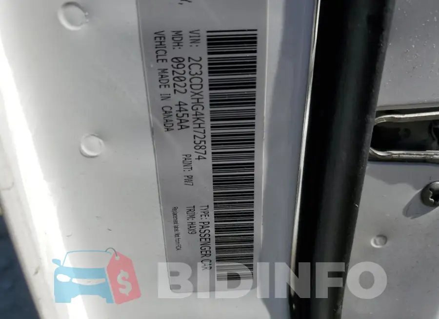 2C3CDXHG4KH725874 Photo# 13