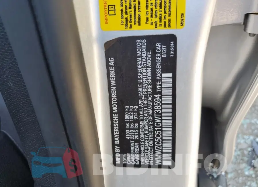 WMWZC5C51GWT38594 Photo# 12