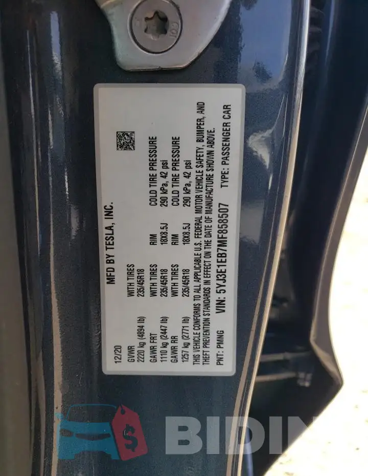 5YJ3E1EB7MF858507 Photo# 12