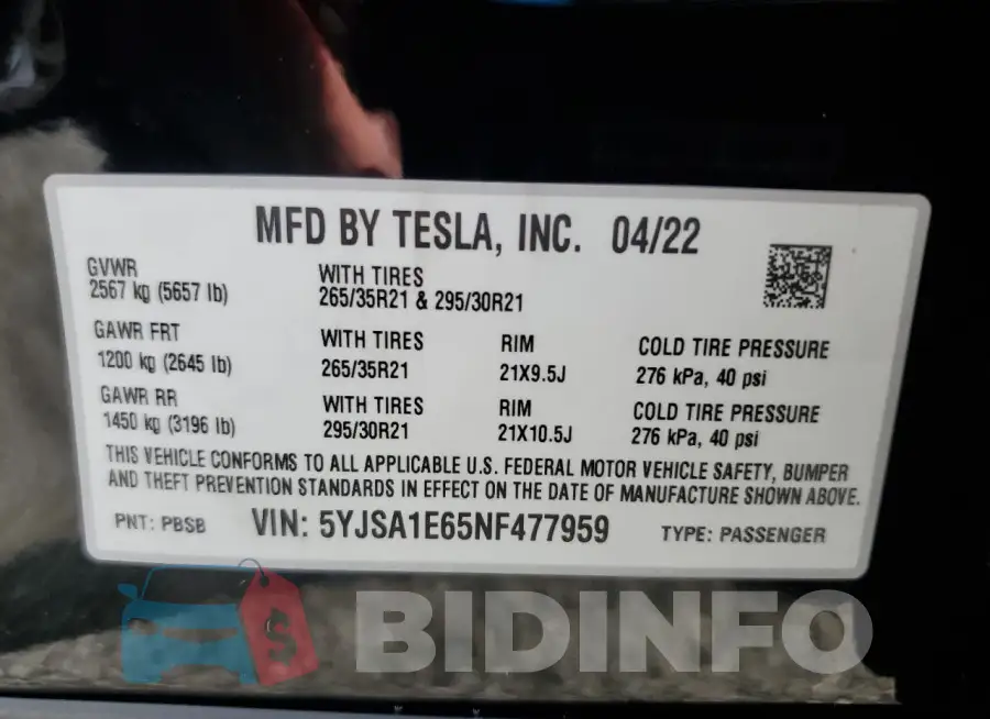 5YJSA1E65NF477959 Photo# 13